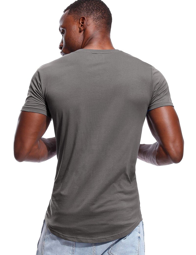 Zbrandy Deep V Neck T Shirt for Men Low Cut Vneck Invisible Tee Vee Top Dark Grey M - Image 4